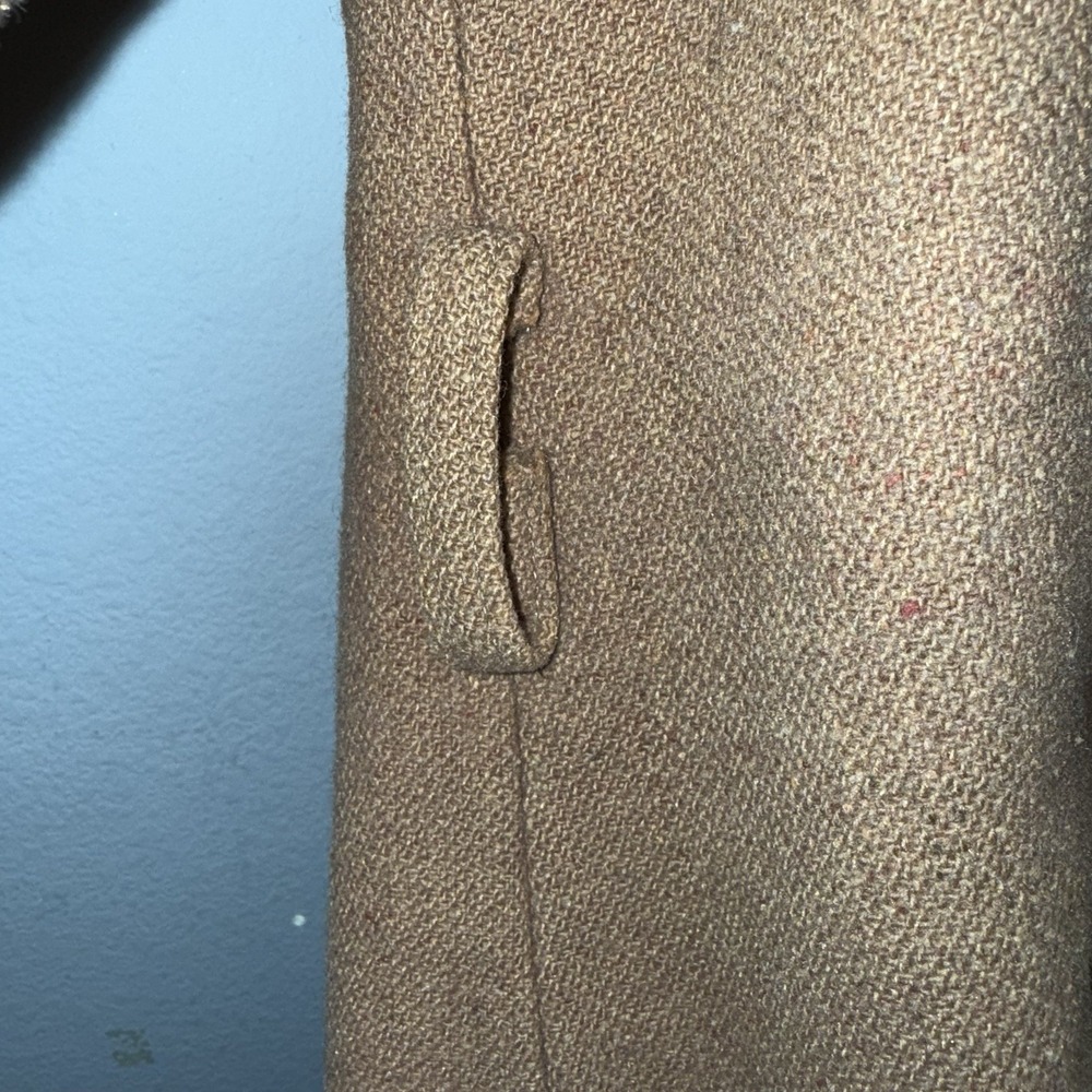 Vintage Hooded Wool Coat Camel Brown Long Lined Trench Women's Mid-Century PICS* - Picture 7 of 16